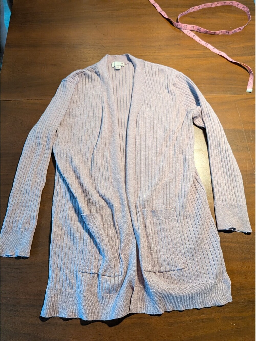 SO Ribbed Open Front Cardigan | Women's Medium | Light Lavender